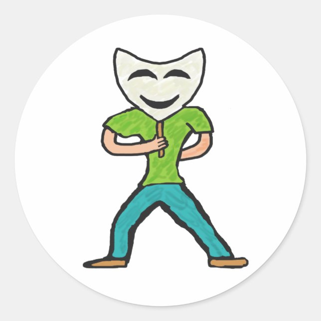 Schauspieler Schauspiel mit Maske Runder Aufkleber (Vorderseite)