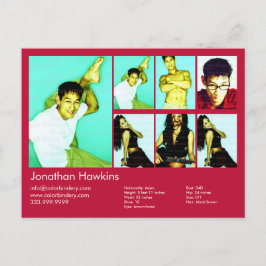 Schauspieler und Model Red Headshot Comp Postkarte