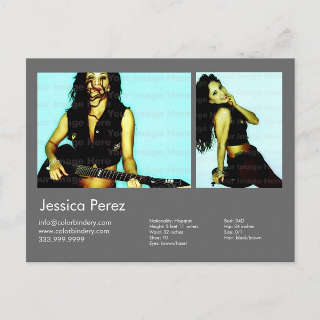 Schauspieler und Modell 2 Schwarz-Grau-Headshot Co Postkarte (Vorderseite)