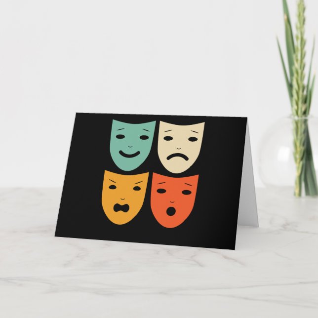 Schauspielerin Vintage Theatermaske Karte (Vorderseite)