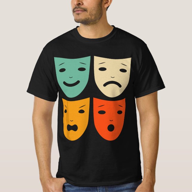 Schauspielerin Vintage Theatermaske T-Shirt (Vorderseite)