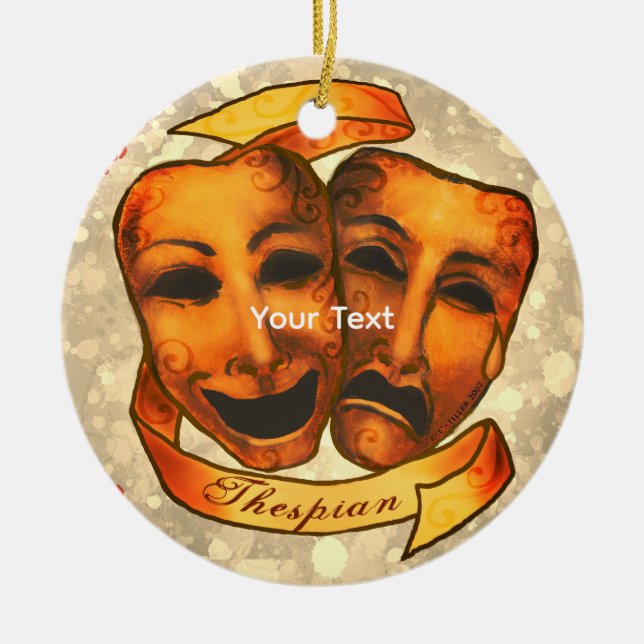 Schauspielermasken Keramik Ornament (Vorne)