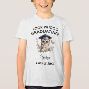 Schaut mal, wer im Kindergarten abschließt - Eule  Tri-Blend Shirt