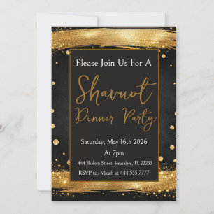 Schawuot-Dinnerparty Gold Schwarz Luxus Modern Einladung