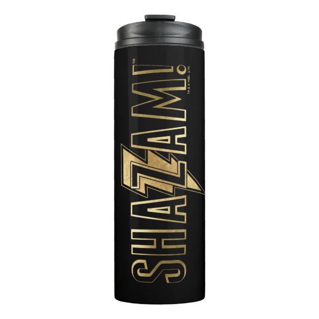 SCHAZAM! | Gold-Logo Thermosbecher (Vorderseite)