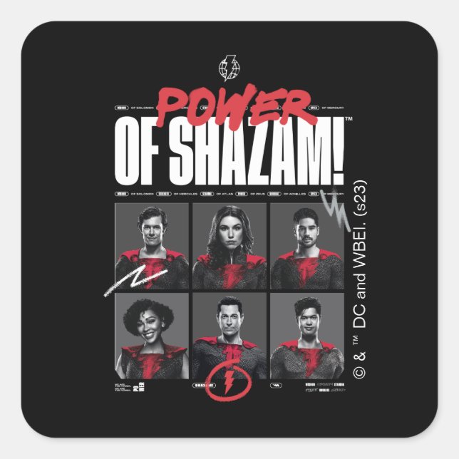 SCHAZAM! Götterwut | Power der SHAZAM Group Quadratischer Aufkleber (Vorderseite)
