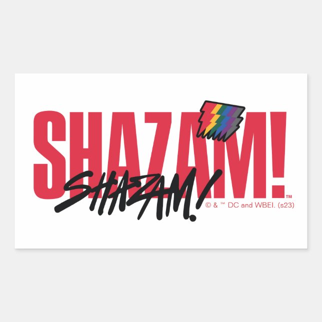 SCHAZAM! Götterwut | Rainbow Bolzen-Logo Rechteckiger Aufkleber (Vorderseite)