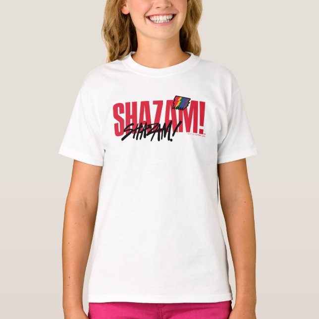 SCHAZAM! Götterwut | Rainbow Bolzen-Logo T-Shirt (Vorderseite)