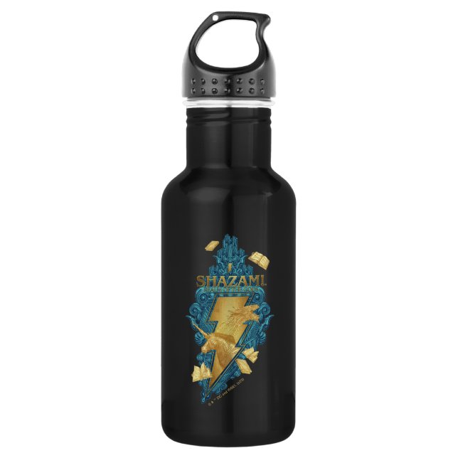 SCHAZAM! Götterwut | Reich des Götter-Logos Edelstahlflasche (Vorderseite)