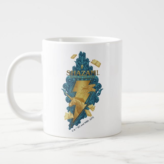 SCHAZAM! Götterwut | Reich des Götter-Logos Jumbo-Tasse (Links)