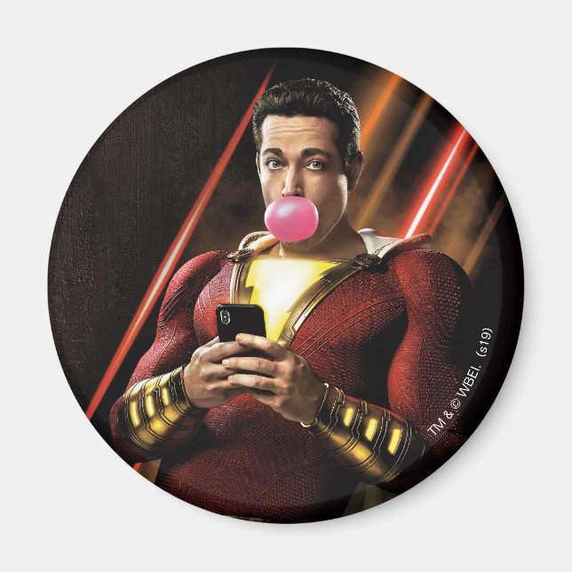 SCHAZAM! | Shazam Blasble Bubble Gum Magnet (Vorne)