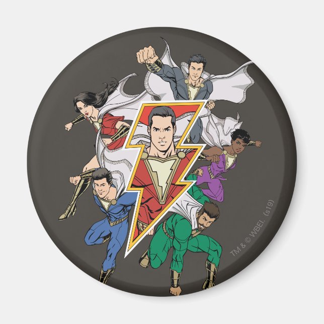 SCHAZAM! | Shazam Family Graphic Magnet (Vorne)