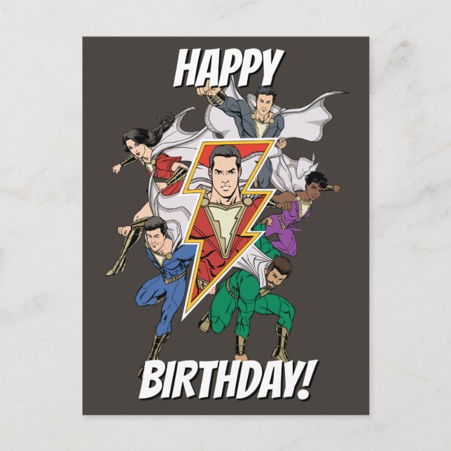 SCHAZAM! | Shazam Family Graphic Postkarte (Vorderseite)