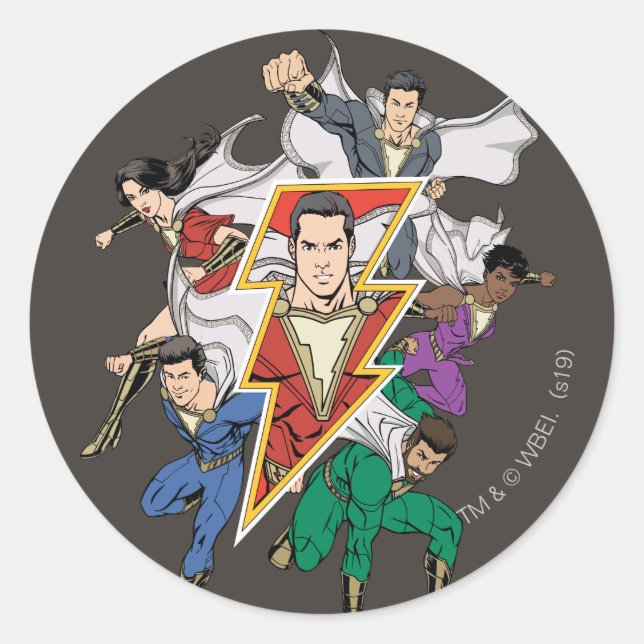 SCHAZAM! | Shazam Family Graphic Runder Aufkleber (Vorderseite)