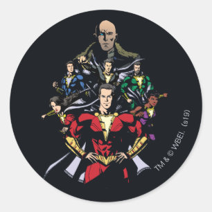 SCHAZAM! Shazam Family Vs. Dr. Sivana Runder Aufkleber