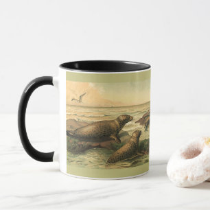 Scheckige Seeleoparden am Ozean, wilde Tiere Tasse