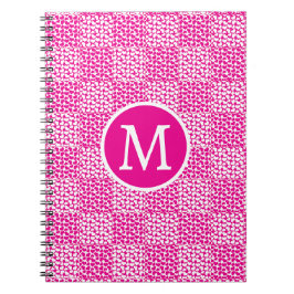 Scheckte Liebe in Magenta und Weißes Monogramm Notizblock