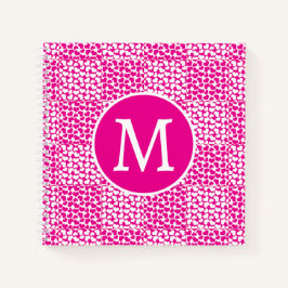 Scheckte Liebe in Magenta und Weißes Monogramm Notizbuch