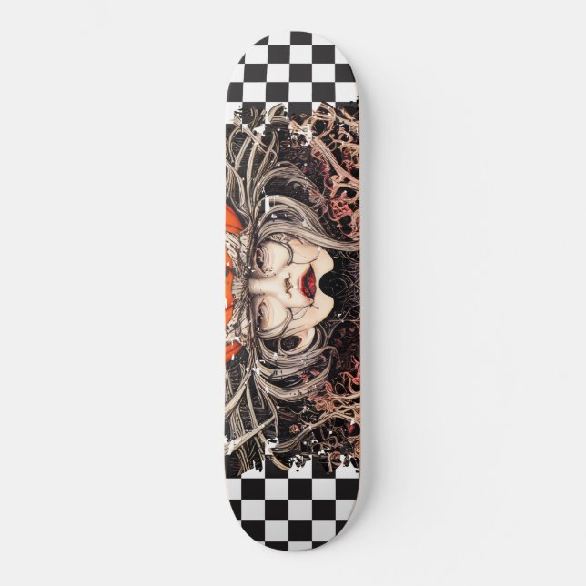 Schecktes Retro-Cooles Mädchen Skateboard (Vorderseite)