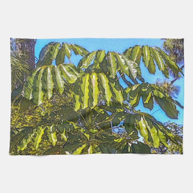 Schefflera Schirme Küchenhandtuch 1 Geschirrtuch (Horizontal)