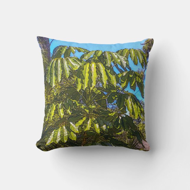 Schefflera Umbrellas Throw Pillow Kissen (Vorderseite)