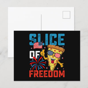 Scheibe der Freiheit 4. Juli Pizza USA-Flagge Sonn Postkarte