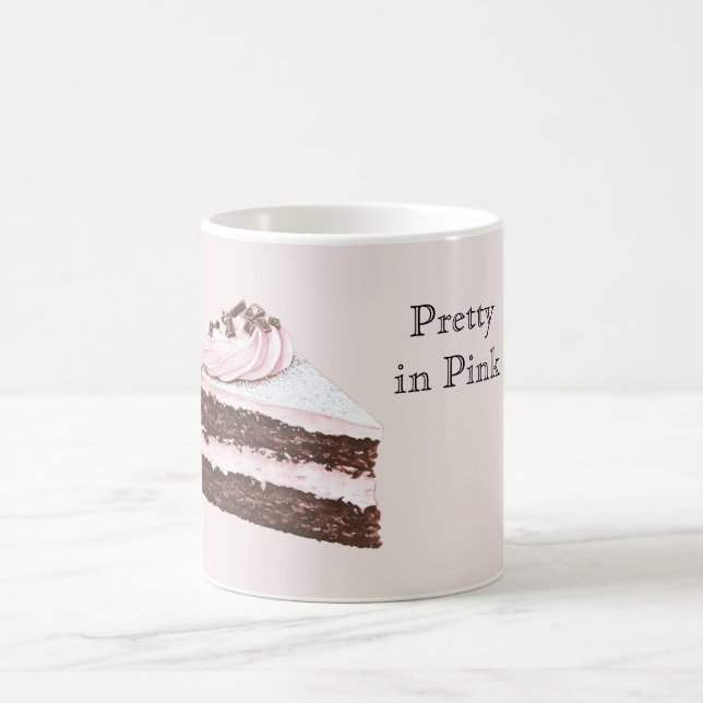Scheibe rosa Schokoladenkuchen Kaffeetasse (Mittel)