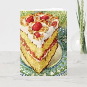 Scheibe weißer Schichttorte mit Erdbeeren Karte