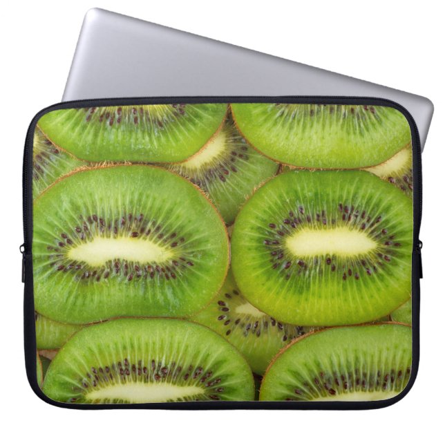 Scheiben aus frischen und reifen Kiwi-Früchten in  Laptopschutzhülle (Vorderseite)