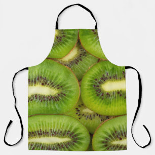Scheiben aus frischen und reifen Kiwi-Früchten in  Schürze