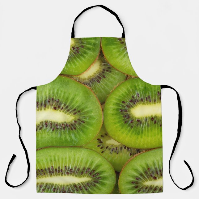 Scheiben aus frischen und reifen Kiwi-Früchten in  Schürze (Vorderseite)