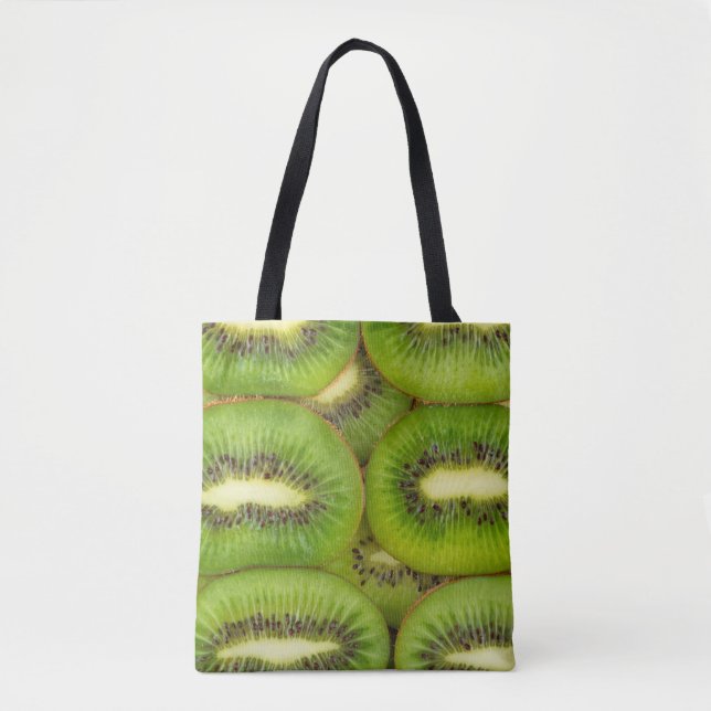 Scheiben aus frischen und reifen Kiwi-Früchten in  Tasche (Vorderseite)