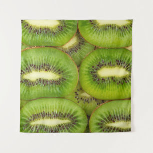 Scheiben aus frischen und reifen Kiwi-Früchten in  Wandteppich