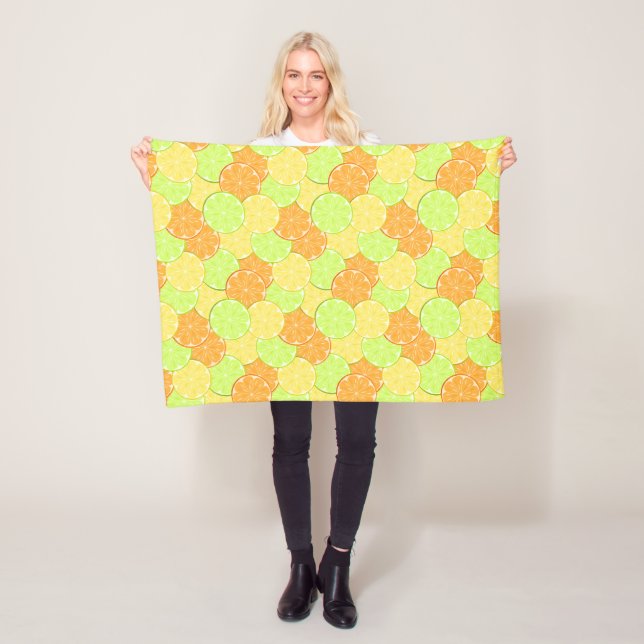 Scheiben aus Orange, Zitrone, Limon. Fleecedecke (Beispiel)