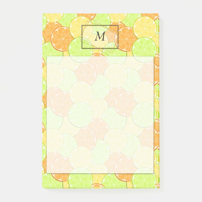 Scheiben aus Orange, Zitrone, Limone Noten Post-it Klebezettel (Vorderseite)