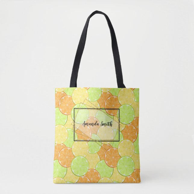Scheiben aus Orange, Zitrone, Limonen personalisie Tasche (Vorderseite)