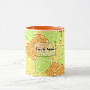 Scheiben aus Orange, Zitrone, Limonen personalisie Tasse