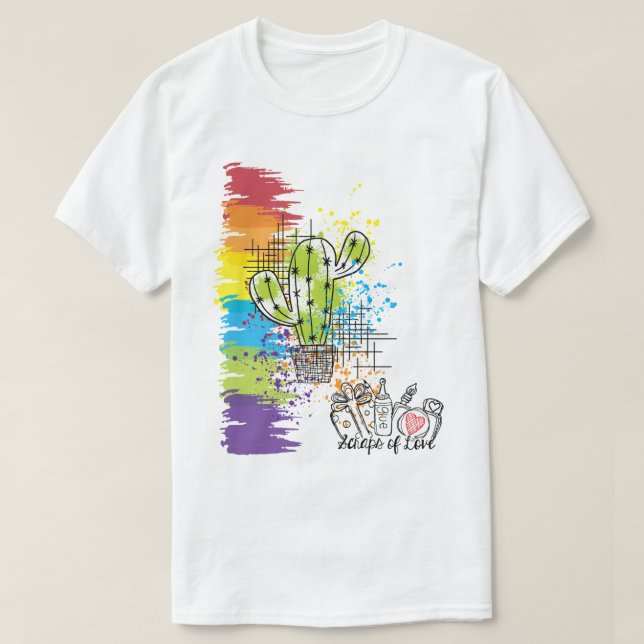 Scheiben der Liebe farbenfrohe Kakteen T-Shirt (Design vorne)