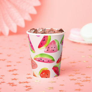 Scheiben von Sommerwassermelone-Papierbechern Pappbecher