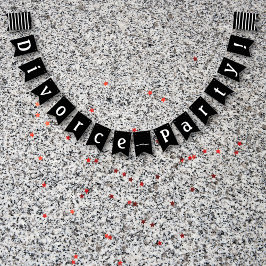 Scheidung Party Celebration Schwarz-weiß Wimpelkette