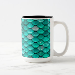 Schein-Glitzer-Grün-Aqua-Meerjungfrau-Skalen Zweifarbige Tasse