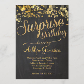 Schein-Glitzer-Überraschungs-Geburtstags-Einladung Einladung