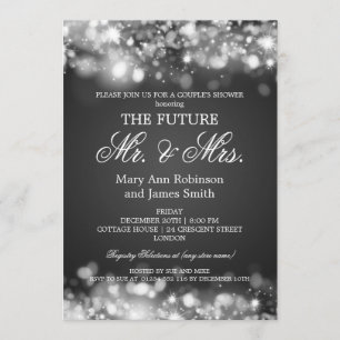 Schein-Lichter Herr-Frau Couples Shower Silver Einladung