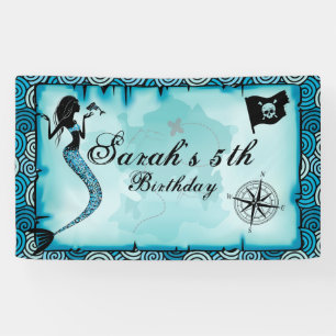 Schein-Meerjungfrau, aquamarin, Aqua-Party Banner