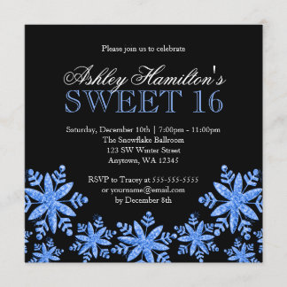 Schein-Schneeflocke-blauer Bonbon 16 Einladung
