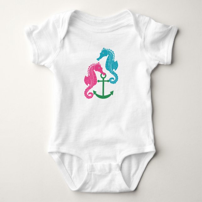 Schein-Seepferde und Anker Baby Strampler (Vorderseite)