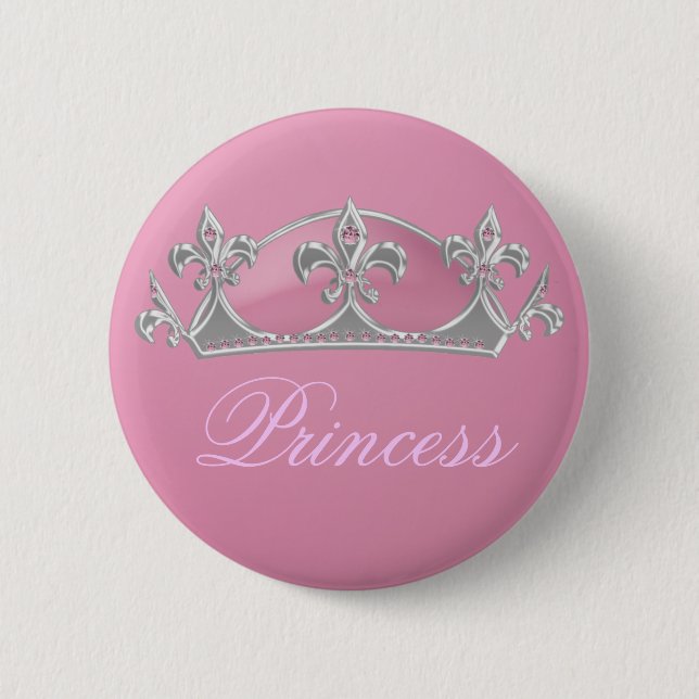 Scheinprinzessin Crown in rosa u. in silbernem mit Button (Vorderseite)