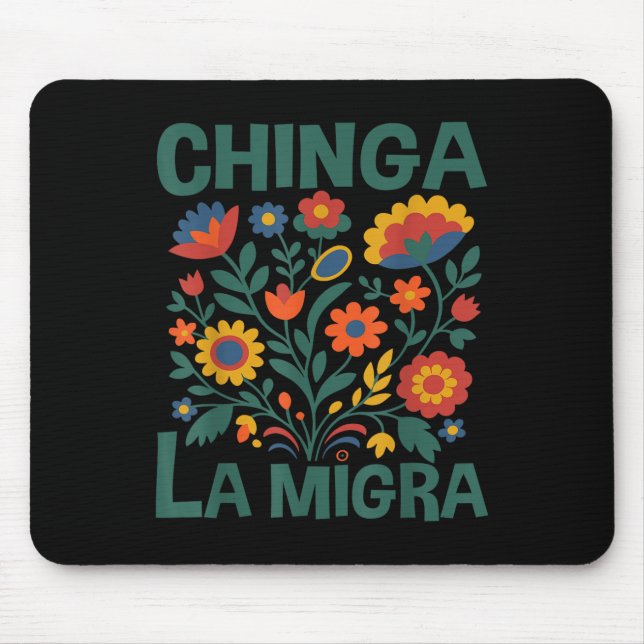 Scheiß auf die Einwanderungsbehörde Retro-Blumen  Mousepad (Vorne)
