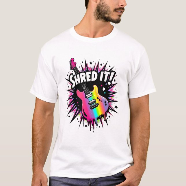 Scheiß! Guitar Hero Pop Art T-Shirt (Vorderseite)