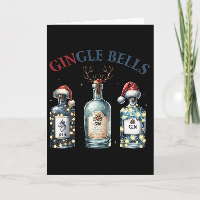 Schelle Bells Lustige Gin Gin Schellen Weihnachtsb Karte (Vorderseite)